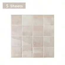 shiny home Peel-And-Stick Splash Guard - 1/5/10 Pieces 10.5 Inches * 10.5 Inches - 3D Self-Adhesive Peel-And-Stick Tile Splash Guard Suitable For Kitchen, Bathroom, And Wall Tiles. Checkerboard Pattern. - Beige - View 12