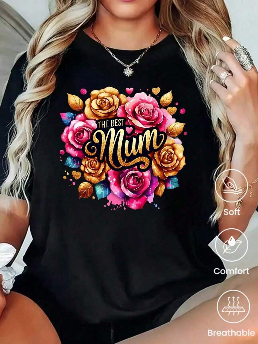 Soft, Fashionable Short-Sleeved T-Shirt For Spring And Summer 2026, Made In Mexico, 180 Grams. Cartoon Print, Couple Design, Suitable For Indoor Or Outdoor Use. Crew Neck, Unisex, Ideal For Office And Leisure. One-Piece Pack. - Black - View 1
