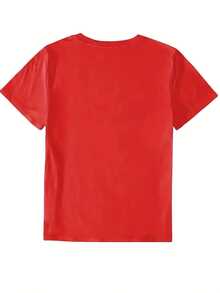 Camiseta de manga corta con cuello redondo para mujer, top casual para uso diario - Negro - Ver 10