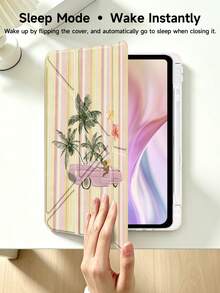 黄色四季豆、条纹、跑车、豹纹、椰子树、芙蓉花图案保护套，兼容 iPad Air 8(M4)2026(11 英寸)、Air 4/5 10.9 英寸、7/8/9 代 10.2 英寸，内置笔槽，兼容三星 Tab S6 10.4 英寸，兼容 Kindle 第 11 代(2022/2024)、Kindle Clara 2E、Clara Colour、Clara BW (6 英寸) 和 Libra Colour (7 英寸)，可爱少女风时尚设计，平板电脑桌面装饰，生日和节日礼物。 - 彩色 - 查看 4