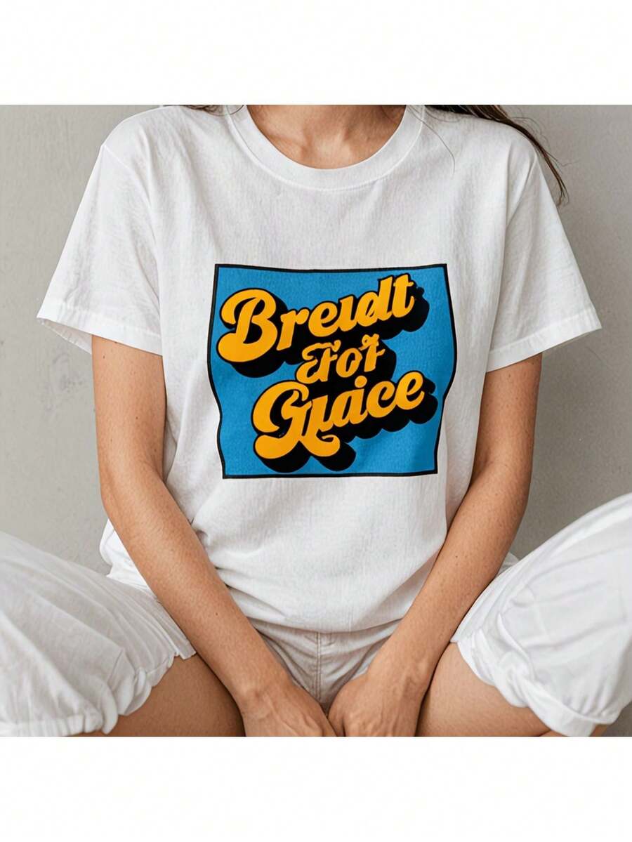 Great Offer: Women's Casual Summer T-Shirt With Round Neck, Cool Brecht For Glace Print, Slightly Elastic, Regular Fit And Short Sleeves, Ideal For Sports And Everyday Wear. - 白色 - 查看 1