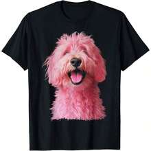 1 All Seasons Happy Golden Doodle Face Design T-Shirt, Pure Cotton, Single Side Print, Round Neck, Short Sleeve, Unisex, Base Layer, 180g, 100% Cotton. - 顏色 10 - 查看 1