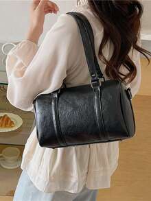 Bolso de Boston, Bolso de hombro, Bolso tipo almohada - Negro - Ver 3