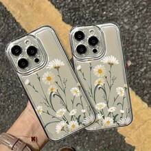 1pc Minimalist Fresh Daisy Flower Transparent Soft Phone Case - Multicolor - View 2