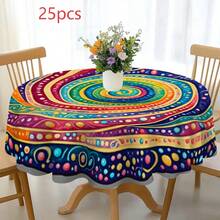 1 pieza Mantel vintage con patrón espiral arcoíris, resistente a las arrugas y duradero, mantel bohemio para el hogar / camping al aire libre repelente al agua, adecuado para múltiples escenarios del hogar, decoración de restaurante para días festivos, eventos de fiesta de vacaciones, boda al aire libre - Lavable a máquina, 100% poliéster, cubierta antipolvo - Multicolor - Ver 11