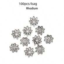 100pcs/Pack Iron Plated Octagonal Flower Bead Caps, Elegant Flower Caps For Necklace, Earrings, Pendant DIY Jewelry Making - Octagonal Flower Receptacle - View 11