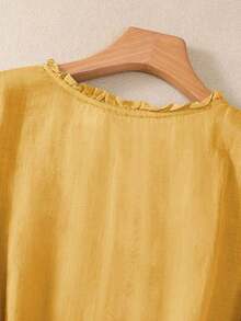 Blusa ligera y holgada de viscosa con bordado retro para mujer, para primavera y verano, casual, estilo campestre, tops de verano - Amarillo - Ver 5