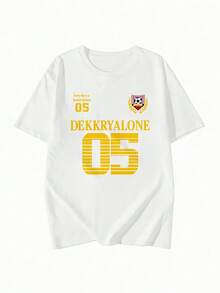 Women's Y2K Style Short-Sleeved T-Shirt With A  Yellow Letter Print, A New Summer Fashion Item. Versatile, Loose-Fitting, With A Round Neck. Worth Buying. PLJS - 白色 - 查看 2