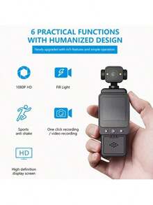 4K HD Video Recording Camera, Action Camera - Portable, Clip-On, Rechargeable, Vlogging Camera, 4K Handheld Stabilizer Pocket Action Camera Gimbal | 4K Handheld Stabilizer | 270° Viewing Angle, Full Body Camera, 1080P, Motion Stabilization, Perfect For Video And Recording, Perfect For Life And Travel - Ver 3