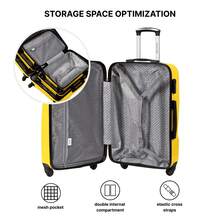 W WINGS 20"、24"、28" ABS+ 硬殼行李箱套裝 | 密碼鎖、伸縮拉桿、360°旋轉輪，適用於度假與商務旅行 - 黃色 - 查看 5
