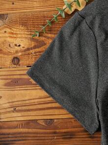 Camiseta de manga corta con eslogan y diamantes de imitación para mujer, tallas grandes - Gris - Ver 5