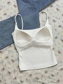 2 piezas Conjunto de camisola sin espalda ajustada para mujer, Camisola sin espalda de verano para mujer, Adecuado para el transporte diario, citas, fiestas, otoño/invierno/verano, Navidad, Año Nuevo, Acción de Gracias, fiestas, bodas, playa, ceremonias de graduación, de moda, elegante, casual, salidas, citas, reservas, transporte, brillante, Día de San Valentín, elegante, vacaciones, casual, Y2K, salidas, ceremonias de graduación y otras ocasiones. - Blanco - Ver 7