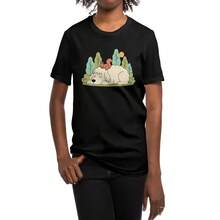 Camiseta de manga corta para mujer, holgada, cómoda, de diseño de moda y transpirable, para la siesta de la tarde - [Negro] - Ver 6