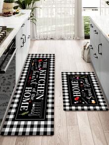 1/2 Pieces Sweet Home Kitchen Carpet, Kitchen Is The Heart Of Home, Kitchen Floor Mat, Non-Slip Absorbent Washable Corridor Carpet, Farmhouse Style Kitchen Bar Mat. - Multicolor - View 6