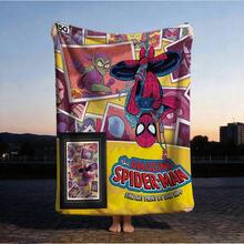 1pc S-Pider-Man Print Blanket,Retro Cartoon Style Throw Blanket,Cartoon Character Printed Blanket,All-Season Universal Nap Blanket,Character Home Decor Blanket,Modern Fashion Gift Suitable For Home Bedroom Bed Sofa Office Lunch Break Cover Picnic Blanket - Nhiều màu - Xem 1