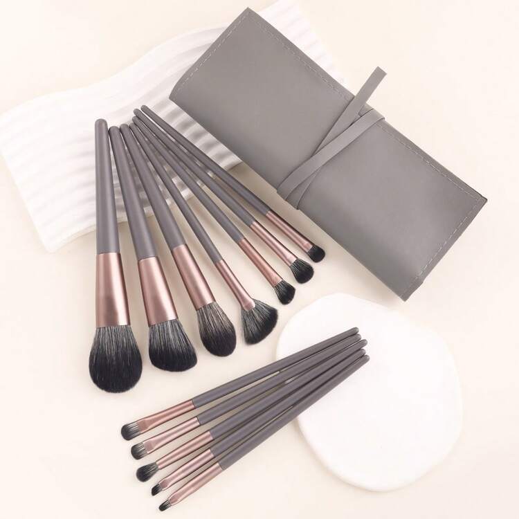 ronshadow Bộ cọ trang điểm 12 món, bao gồm cọ phấn phủ, cọ má hồng, cọ nền, cọ phấn mắt, cọ che khuyết điểm, cọ tạo khối, cọ highlight, cọ tán màu, kèm hộp đựng. - Nhiều màu - Xem 12