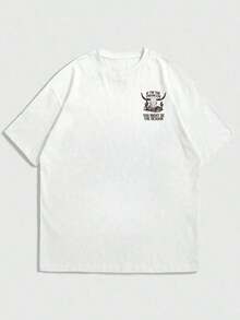 Camiseta de Manga Corta para Hombre Zrgoth, Casual, Versátil, con Estampado de Cabeza de Oveja y Animales del Campo, Estilo Simple con Lema en Inglés - Albaricoque - Ver 11