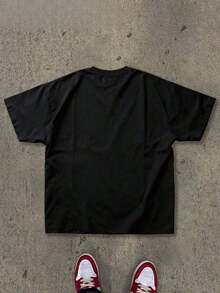 Threadbear (Pure Cotton T-Shirt) "Sad Boyz" With Retro Phone Print And Pink Star - Men's Pure Cotton Short Sleeve T-Shirt, Casual And Modern Style, Loose, Comfortable, Breathable And Soft, Suitable For Daily Leisure Outdoor Activities For Men And Women. - 黑色 - 查看 2