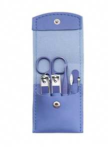 7pcs Portable Nail Clipper Set, High Quality Stainless Steel Ultra Sharp Durable Curved Edge Scissors For Trimming Finger And Toenails, With Nail File (Blue Set) - Blue - View 6
