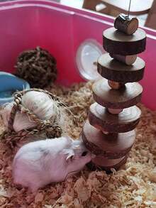 1pc Small Animal Chewing Toy Natural Apple Wood Block Cage Hanging Grinding Snack, Suitable For Hamsters, Rabbits, Bunnies, Birds, Parrots, Gerbils, Squirrels - View 3