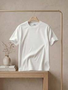 2026 New Cotton Shirt - 100% Cotton. One-Piece Classic And Versatile Short-Sleeved Cotton T-Shirt With A Marine Anchor Design For Women, Suitable For All Seasons, Modern Style. Simple Solid Color Women's T-Shirt, Loose And Fitted Cut, Casual Short-Sleeved. - 白色的 - 查看 4