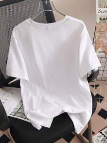 Women's Modern, Casual T-Shirt, Perfect For Parties And Lounging At Home, 100% Cotton, Loose Fit. Custom T-Shirts With Photos/Text, Personalized Gifts For Couples And Families, Comfortable And Breathable Apparel For All Seasons. - 白色 - 查看 3