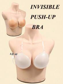 Sujetador push up de cuello halter invisible | Sujetador transparente sin espalda | Levantamiento y soporte en V profunda | Perfecto para vestidos, bodas y atuendos de verano - Multicolor - Ver 6