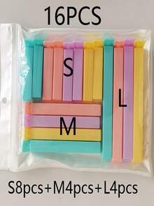16 pièces Clips de scellage de sac alimentaire, clips de rangement pour aliments et collations en plastique de 3 tailles, convenant pour le pain, les collations, les céréales, la cuisine et le garde-manger. Clips de sac de scellage colorés - Version améliorée - Voir 7