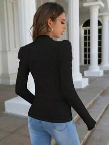 Frenchy Camiseta con bordado con ojal ribete fruncido - Negro - Ver 2