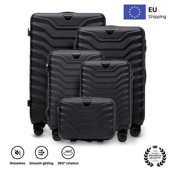 Set de bagaje mari pentru familie, 5, 4 sau 3 persoane, sau valiză la alegere, 14", 16", 18", 20", 24", 28" inch, valize ABS+, bagaje de călătorie | ABS | Lacăt cu combinație | Rigid | Lacăt cu combinație, mâner telescopic, calitate înaltă, roți pivotante la 360°, roți duble, durabilitate | valiză cosmetică, valiză cu carouri, valiză de cabină gratuită la bord, culoare: negru, gri închis, auriu roz, șampanie, albastru marin, vișiniu, galben, albastru, turcoaz, verde