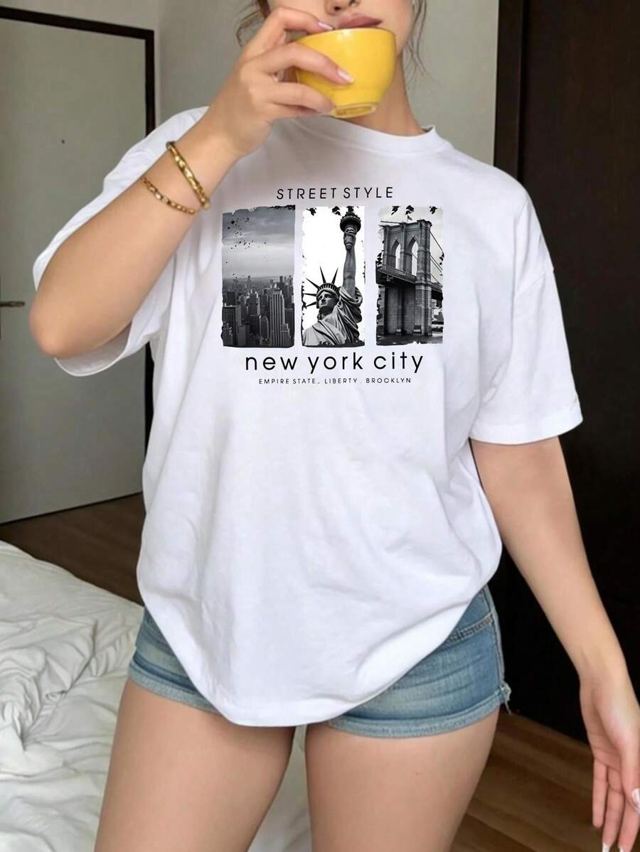 New Short-Sleeved, Crew-Neck Sports T-Shirt In Solid Colors For All Seasons, With A Casual, Fitted Style That's Easy To Mix And Match. A Stylish And Modern Garment With Pleats, Ideal For Everyday Wear And Outdoor Activities, Suitable For All Seasons. - 黑色 - 查看 1