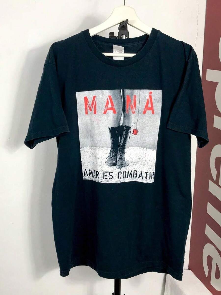 Reines Baumwoll-T-Shirt mit kurzen Ärmeln für Männer und Frauen, Vintage-T-Shirt der Band Mana Suenos Liquidos, mexikanische Rockband, größere Größe - Schwarz - Übersicht 1