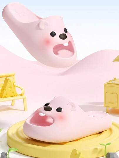 かわいいピンクのスリッパ、ペイントされたルームシューズ、夏のサンダル、女性用EVAスリッパ、ソフトで快適、滑りにくく耐久性がある