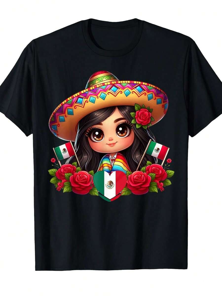 Camiseta Unisex Patriótica Americana con Lentejuelas, Transpirable y Elástica de Manga Corta, Ropa Casual para Vacaciones de Primavera y Verano--Camisa de algodón ligera, transpirable y de corte holgado. - Negro - Ver 1