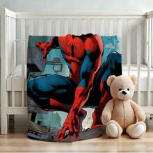 1pc Spider-Man Print Blanket,Retro Cartoon Style Throw Blanket,Cartoon Character Printed Blanket,All-Season Universal Nap Blanket,Character Home Decor Blanket,Modern Fashion Gift Suitable For Home Bedroom Bed Sofa Office Lunch Break Cover Picnic Blanket - 彩色 - 查看 4