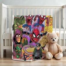 1pc S-Pider-Man Print Blanket,Retro Cartoon Style Throw Blanket,Cartoon Character Printed Blanket,All-Season Universal Nap Blanket,Character Home Decor Blanket,Modern Fashion Gift Suitable For Home Bedroom Bed Sofa Office Lunch Break Cover Picnic Blanket - Nhiều màu - Xem 4
