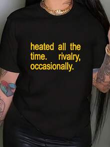 Cozy Comfy Lounge - Camiseta de mujer de una pieza con temática de competición para primavera/verano - Estampado "Siempre feroz, ocasionalmente amigable", manga corta, cuello redondo, estilo casual, no adecuada para primavera/verano, lavable a máquina, ideal para uso diario, fiestas elegantes y como regalo para las fiestas. Ropa de casa suave y relajada. - Negro - Ver 1