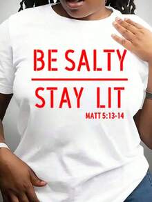 Suave, transpirable y ligero para comodidad durante todo el día. Camiseta cristiana Be Salty Stay Lit, Biblia Mateo 513-14, Salty TT-Shirt, ropa cristiana, camiseta de fe, camiseta de Jesús, camiseta cristiana. Cuello redondo clásico con un corte relajado que favorece todas las formas del cuerpo y es fácil de combinar con jeans, pantalones cortos y leggings. - Blanco - Ver 1