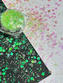 1 Botella de Polvo de Brillo Holográfico Colorido Mixto 3D, Lentejuelas, Decoraciones de Arte de Uñas, Accesorios de Joyería de Uñas DIY Coreanos - Multicolor - Ver 43