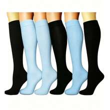 1/6 Pairs Sports Compression Socks, Elastic Long Solid Color Socks, Y2k, Cozy - Multicolor - View 29