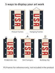 1pc Frameless Retro American Patriotic Font Art Canvas Poster Print Vintage 4th Of July Patriotic Farmhouse Aesthetic Wall Decor Minimalist Fun Art Painting For Home Apartment Bedroom Dorm Office Classroom Party Perfect Gift - Word - View 6