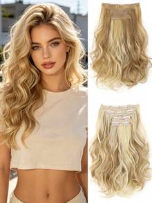 4 piezas Extensiones de cabello rizadas de 16 pulgadas con clip, peluca corta rizada invisible natural, adecuada para mujeres - Multicolor - Ver 15