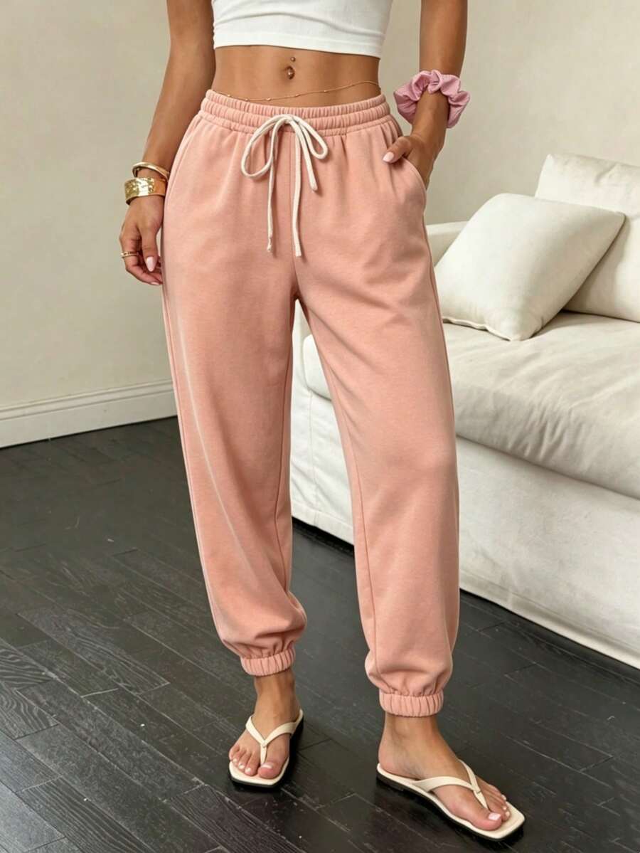 Stylish And Cute Lightweight Casual Pants With Multiple Pockets And Buttons, In A Y2K Style. Suitable For Back To School, Graduation, Clubs, Birthday Parties, Halloween, New Year's, Thanksgiving, Concerts, Gyms, Beaches, Vacations, Business, Everyday Wear At The Airport, Street Style, Teacher's Day, Spring, Summer, Fall, And Winter. - 赤褐色 - 查看 1