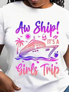Modern Minimalist T-Shirt For Women, Ideal For Girls' Trips, Casual Short-Sleeve T-Shirt For Everyday Outdoor Wear, Suitable For Any Occasion, Perfect As A Birthday Gift, Daily Wear In All Seasons - 白色 - 查看 7