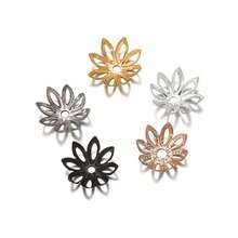 100pcs/Pack Iron Plated Octagonal Flower Bead Caps, Elegant Flower Caps For Necklace, Earrings, Pendant DIY Jewelry Making - Octagonal Flower Receptacle - View 5
