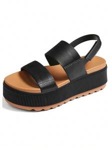 Women's Fashionable Platform Sandals, Casual Elegant Water Sandals, Open Toe Comfortable & Lightweight. Soft Insole & Antislip, Suitable For Commuting, Vacation, Waterproof Summer Beach Walking New Arrival Sandals - 黑色 - 查看 10
