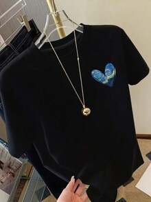 Fashion Printed T-Shirts For Women, Oversized Streetwear Tops, Comfortable And Stylish All-Match Summer Tees. Women's T-Shirt. Van Gogh Starry Night Women's T-Shirt - Short Sleeve Crew Neck T-Shirt With Iconic Art Print, Relaxed Fit And Machine Washable - Inspired By Van Gogh For Spring, Summer And Year-Round Wear (Art Lover Clothing). Domestic Shipping. - 黑色 - 查看 3
