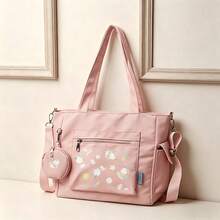 Miniso Sanrio Pochacco 涂鸦印花粉色休闲多功能大容量手提包两件套，带可拆卸零钱包，多种携带方式，适合工作、旅行、购物和日常使用。 - 粉色 - 查看 2