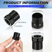 12-Spline Freewheel Removal Tool, Compatible With FR1.3 - 0.48 Inch Internal And 0.90 Inch Length - Universal Bicycle Freewheel Remover, Fits Multiple Speed Freewheels And Chainrings - Black Lock Ring - 2pcs - View 3