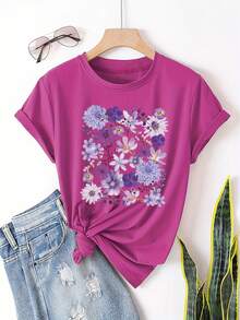 Camiseta Básica Diaria para Mujer, Cuello Redondo, Holgada y Cómoda, Manga Corta - Blanco - Ver 8